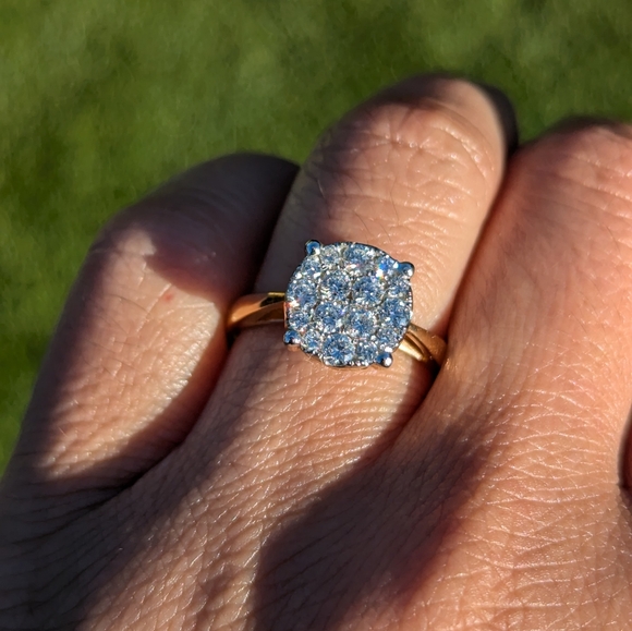 18K Rose Gold Diamond Cluster Round Engagement Ring - Picture 4 of 8